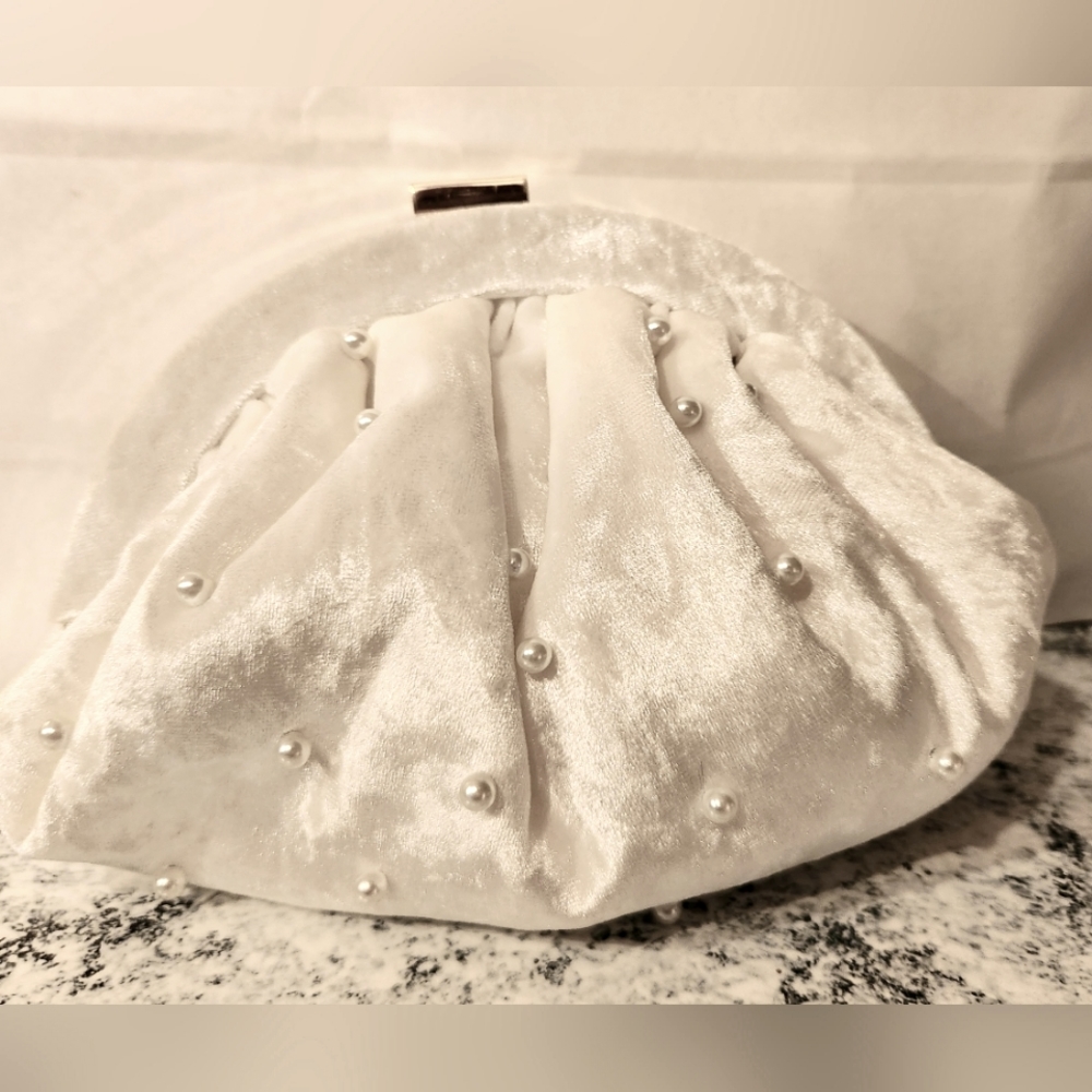 White velvet clutch